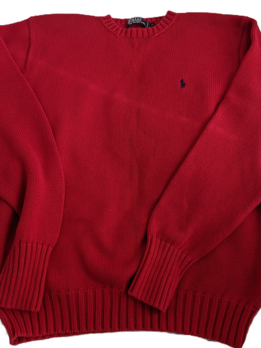 VTG RALPH LAUREN Men Red 100% Cotton Crew Sweater,size M